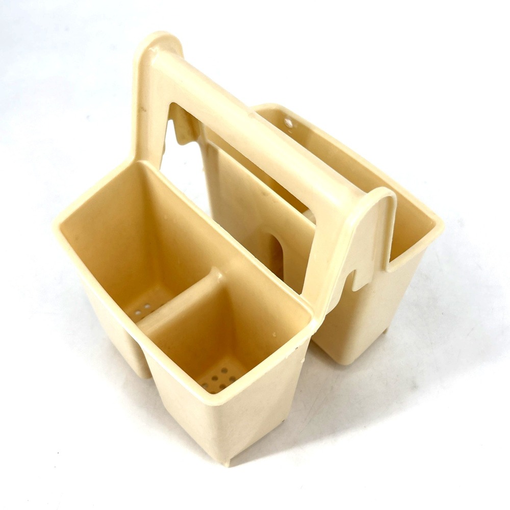 Vtg Rubbermaid Almond Tan Cutlery Caddy Silverware Utensil Drying Rack Drainer